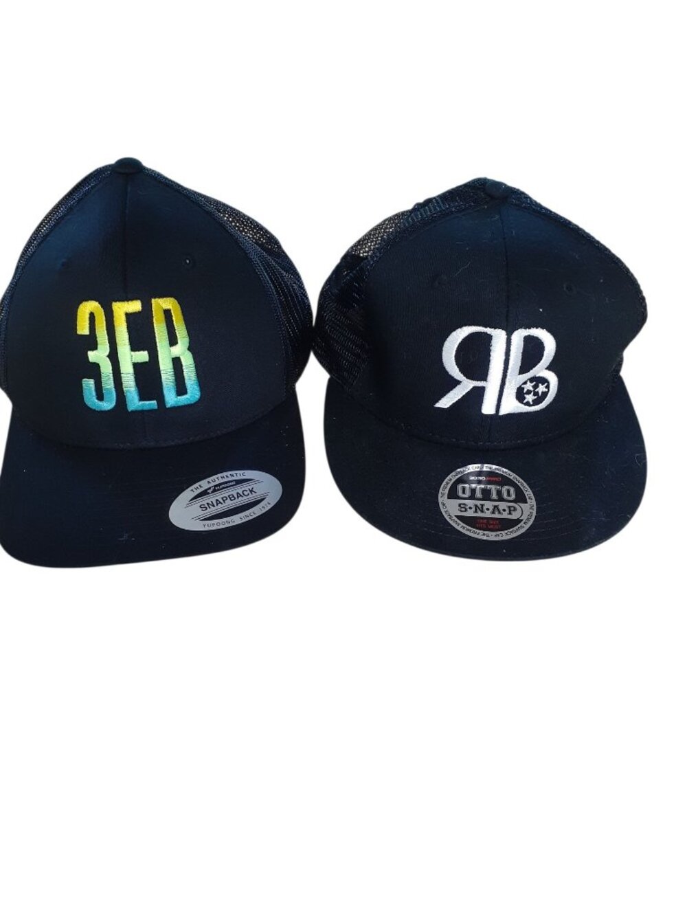 Yupoong & Otto One Size Mesh Back Embroidered Logo Snapback Trucker Caps NWOT